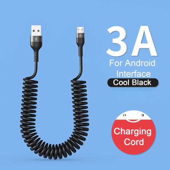 Charging Cable Telescopic Design Spring Charging Anti-winding 5A Fast Line Type-C/USB/8-Pin Data Accessories Phone
