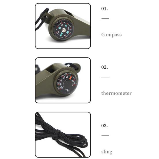 2/4 Stück Notfall-Überlebenspfeifen mit Trageband Lauter Ton Kompakt Tragbar 3-in-1 Notfall