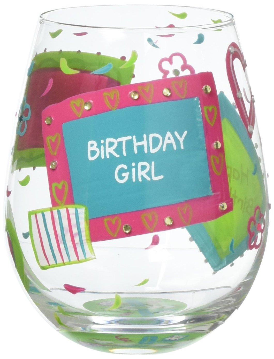 

Designs by Lolita Birthday Girl Hand-Painted Artisan Stemless Wine Glass, 20 oz.
