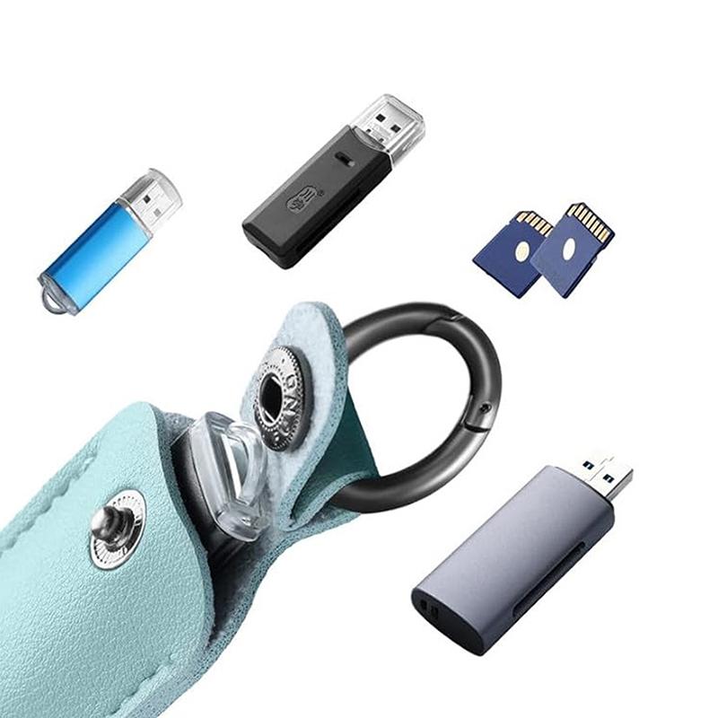 Leather U Disk Pouch Key Ring Holder Usb Flash Drive Storage Bag Pendrive Protective Cover Memory Stick Case