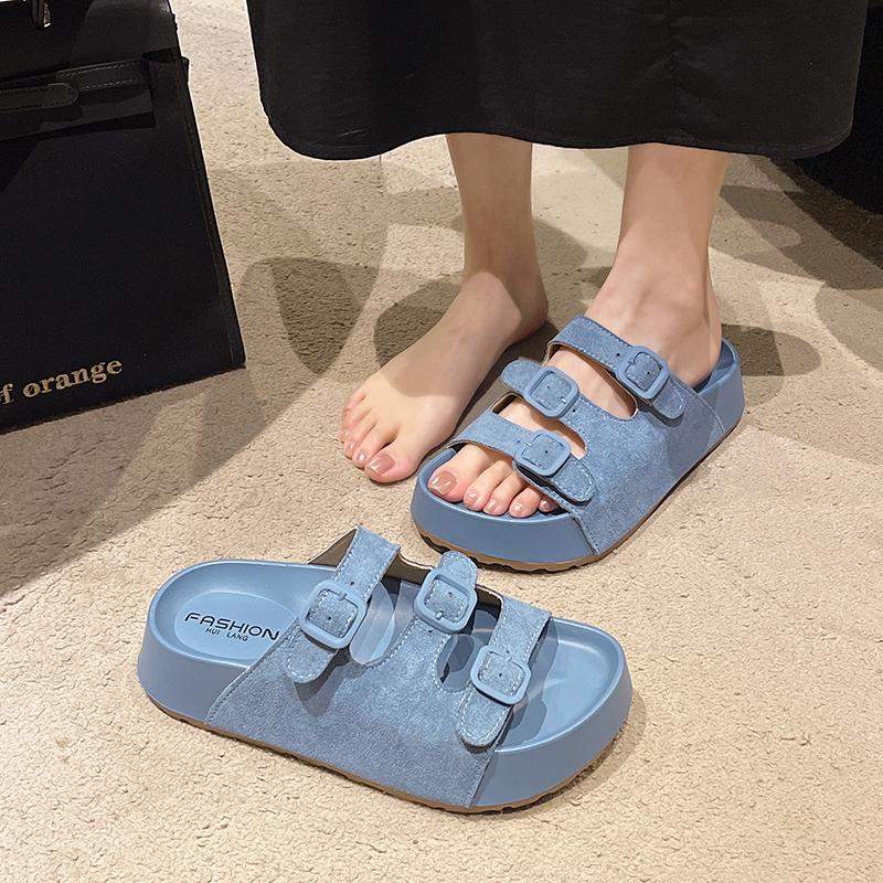 Shoes Woman 2025 Female Slippers Beige Heeled Sandals Luxury Slides Platform Low New Flat Black Designer PU Rome Rubber Fabric