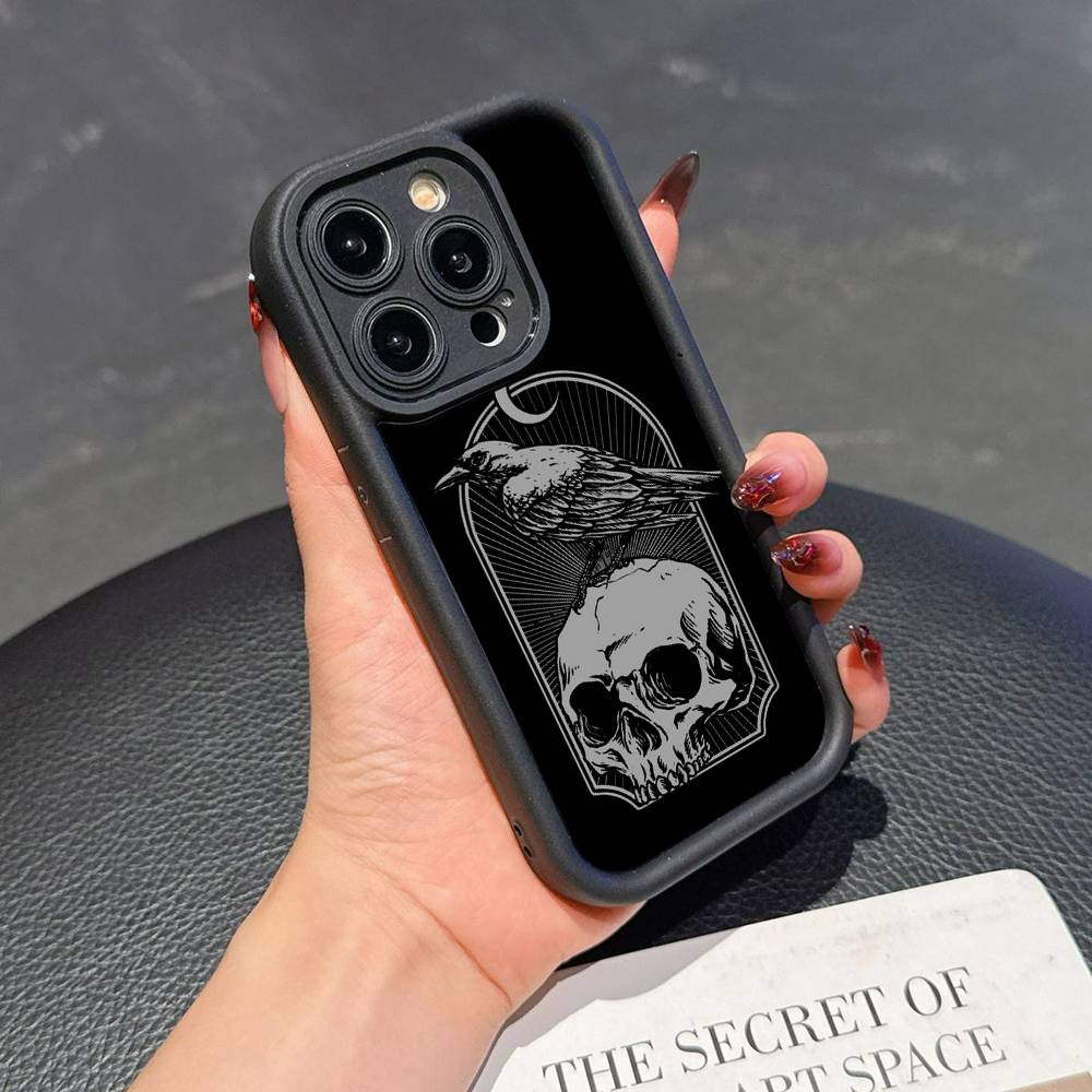 Skull Gothic Creepy Pastel Goth Phone Case For iPhone 17 16 15 14 13 12 11 Pro Plus Max Soft TPU Protection Soft Cover