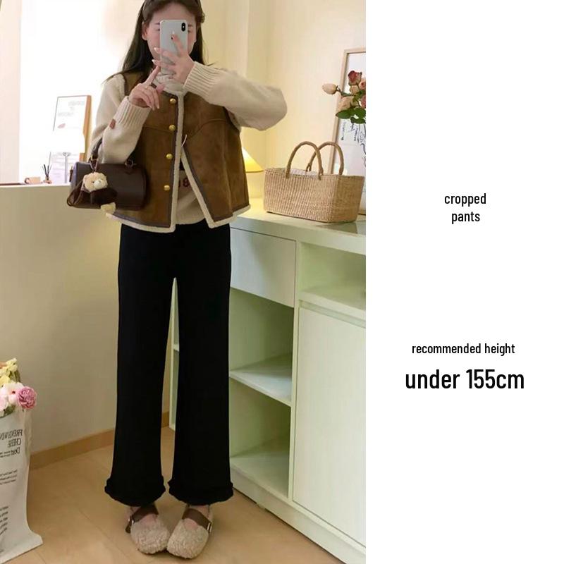 2026 Spring/Summer Women s High Waist Straight Leg Petite Pants L (52.5-60 kg)