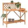 VidaXL Potting Bench with Trellis, Plant Stand with Hooks and Drawer, Garden Patio Potting Table, Brown 368429