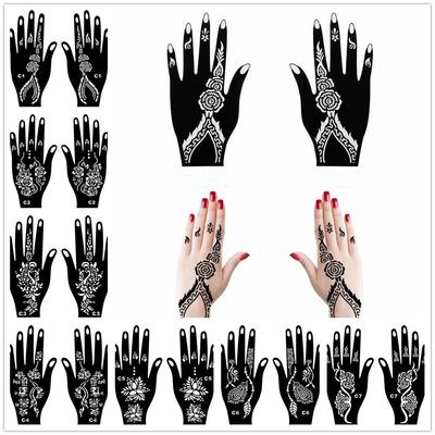 Lace Transfer Flower Tattoo Stencil NEW Black Henna Hand Arm Tattoo Henna Stickers Hollow Drawing Body Art Temporary Decal