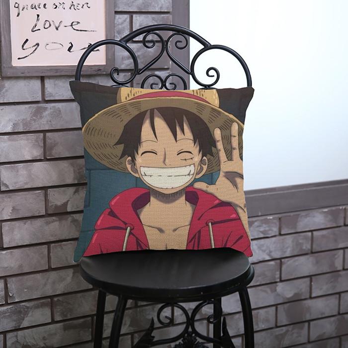 Цельная серия подушек Monkey D Luffy с принтом наволочка из хлопка и льна домашняя декоративная подушка для дивана Kussensloop No filling
