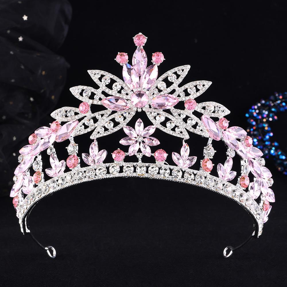 DIEZI Vintage Barock Rosa Lila AB Kristall Opal Tiara für Damen Party Luxus Braut Brautkrone Haaraccessoires Schmuck