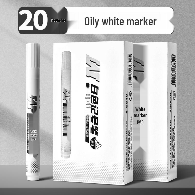 White Waterproof Quick-Dry Oil-Based Tire Marker Pen, Fade-Resistant Fine and Broad Points for Labeling.