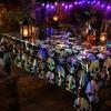 Halloween Background Skull Foil Fringe Curtain, Iridescent Disposable Tablecloth, Party Supplies Table Cover Tinsel Backdrop for Holiday Decoration