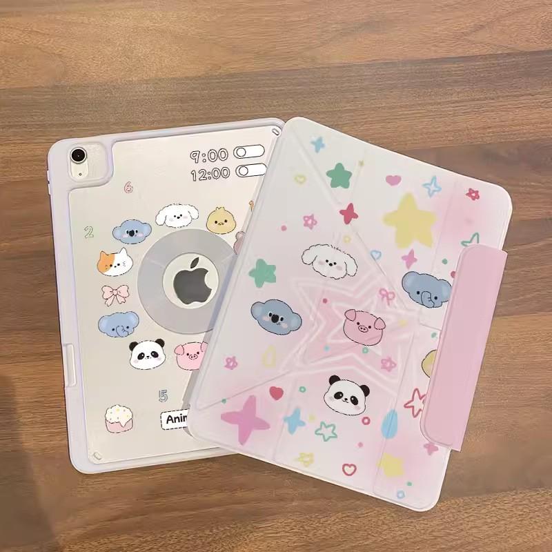Magnetic Detachable Acrylic Case IPad Pro 11 Inch Mini 7 With 720 Rotating Stand Cartoon Design Full Cover