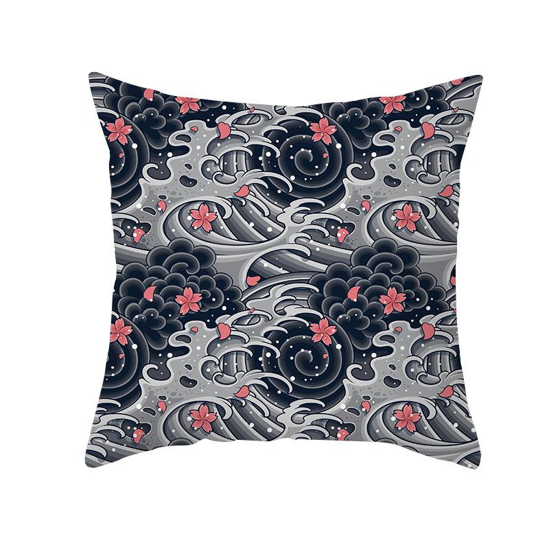Simple Nordic Style Pillowcase Blue Wave Dolphin Office Sofa Printed Cushion Pillowcase Home