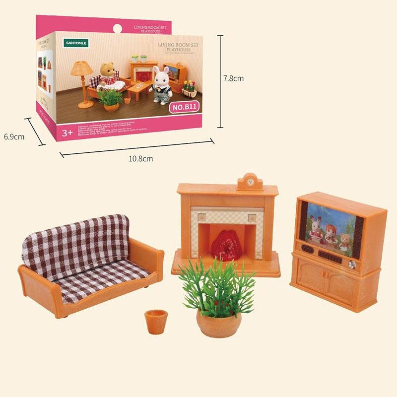 1:12 Forest Family Dollhouse Furniture Montessori Miniature Doll House Kitchen Bedroom Bathroom Accessories For Girl Gifts