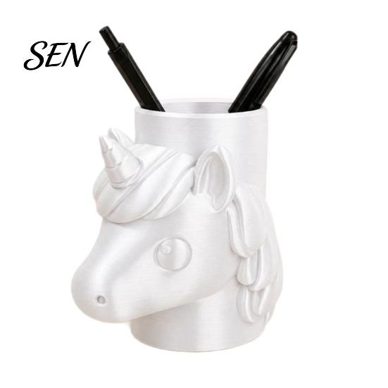 Student Desk Organizer for Girls 3D Printed Unicorn Pen Holder, Large Capacity Desktop Pencils Paintbrushes Fun Stationery Holder School and