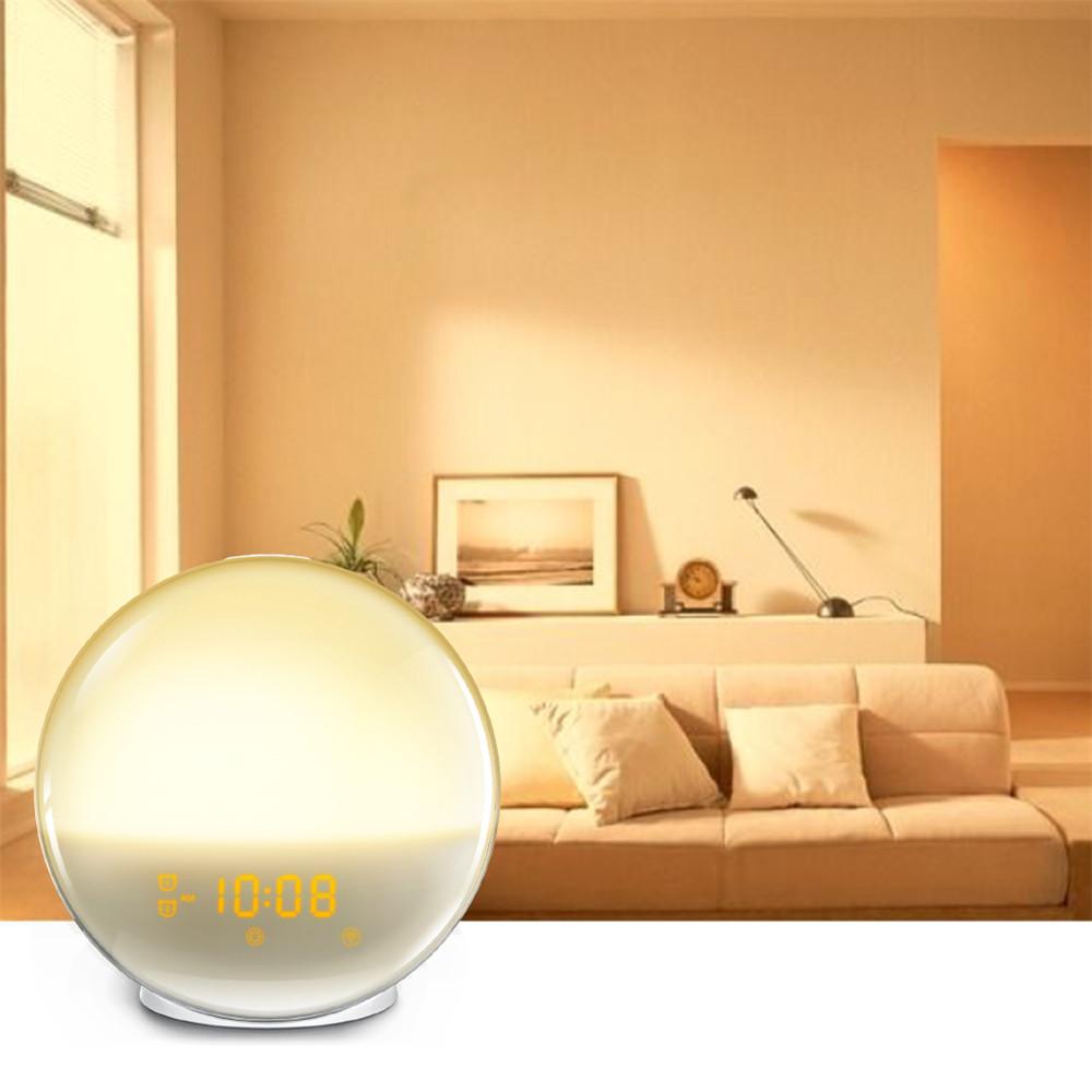 Multi-function Alarm Clock with Simulated Dawn, Light Alarm Clock, 7 Sounds, FM Radio, Help To Fall Asleep