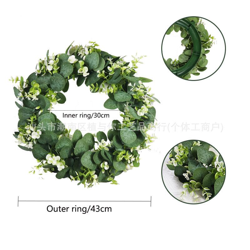 Simulation Wreath Door Decoration Eucalyptus Wreath Grass Ring Pastoral American Wedding Pendant Door Ring Bionic