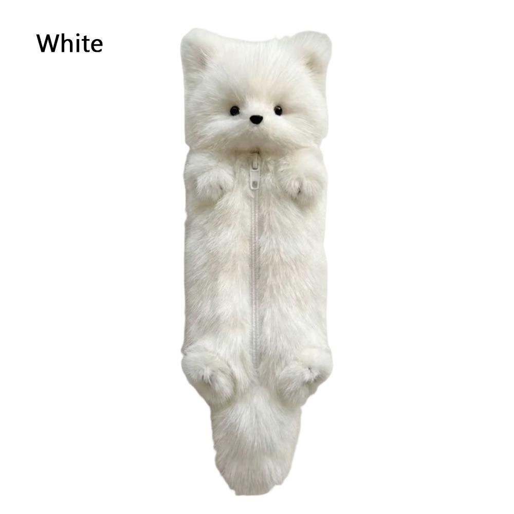 Zipper Closure Pen Bag Fox Shape Stationery Pouch New Stationery Storage Bag  Students белый