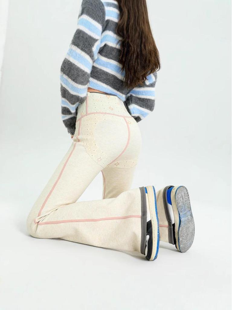 Women's High-Waist Fleece Flare Pants – Floor-Length, Loose Fit, Autumn/Winter Fashion