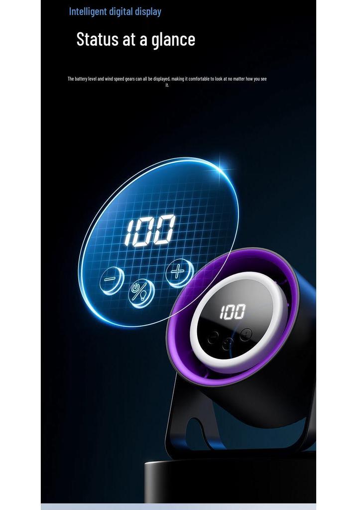 Ultra-Quiet Portable USB Rechargeable Desktop Fan with Lighting and Long Battery Life