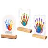 Acrylic Handprint Display Frame with Soft USB Light, Wood-Look Base and Clear Sheet Structure for Home Shelf Use