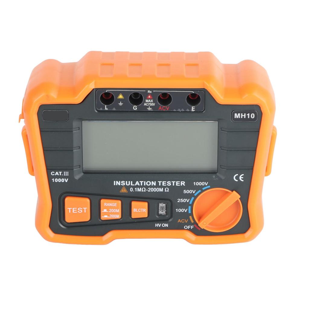 Digital Megohm Meter Electrical Earth Resistance Insulation Tester High Accuracy MH10 Orange