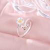 New Fashion Beautiful Flower Bee 925 Sterling Silver Jewelry Female Simple Sweet Cartoon Opening Rings  R400