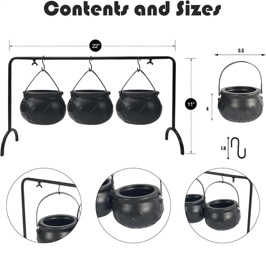 Candy Buckets Halloween Witches Cauldron Candy Serving Bowls Cauldron Candy Bowl for Treat Kitchen Dining Home Decoration