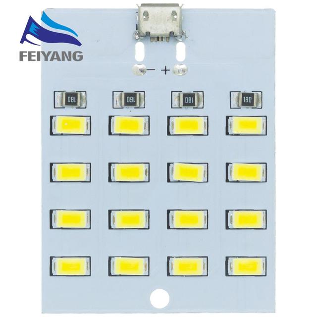 

5730 Smd 5 В 430 мА ~ 470 мА Белый Mirco USB 5730 Светодиодная панель освещения USB Мобильный светильник Аварийное освещение Ночник Электронный DIY 16pcs