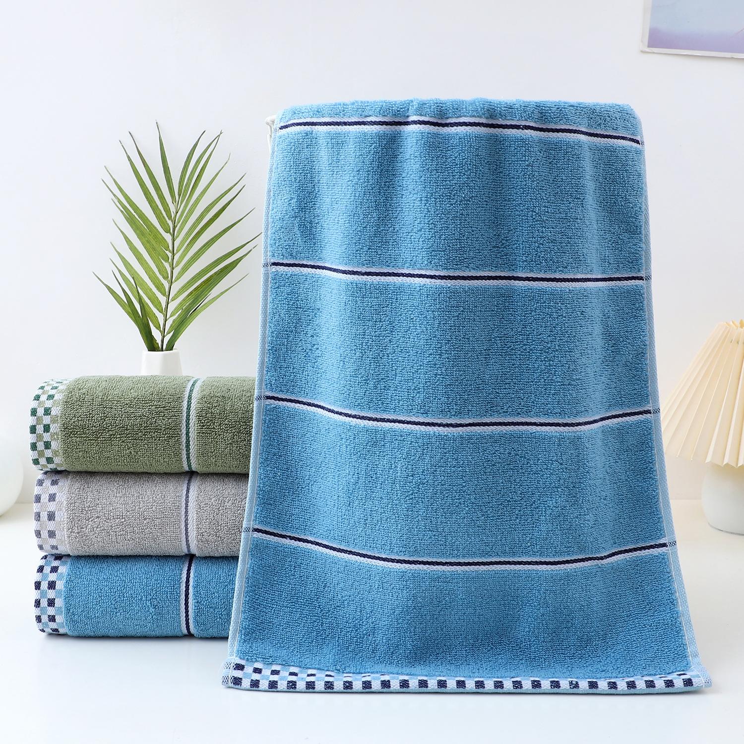 All-cotton Class A Thickened Absorbent Jacquard Polyester-cotton Skin-friendly Face Towel Bath Pure Cotton Towel Adult Towel 34x74cm&1pc зелёный