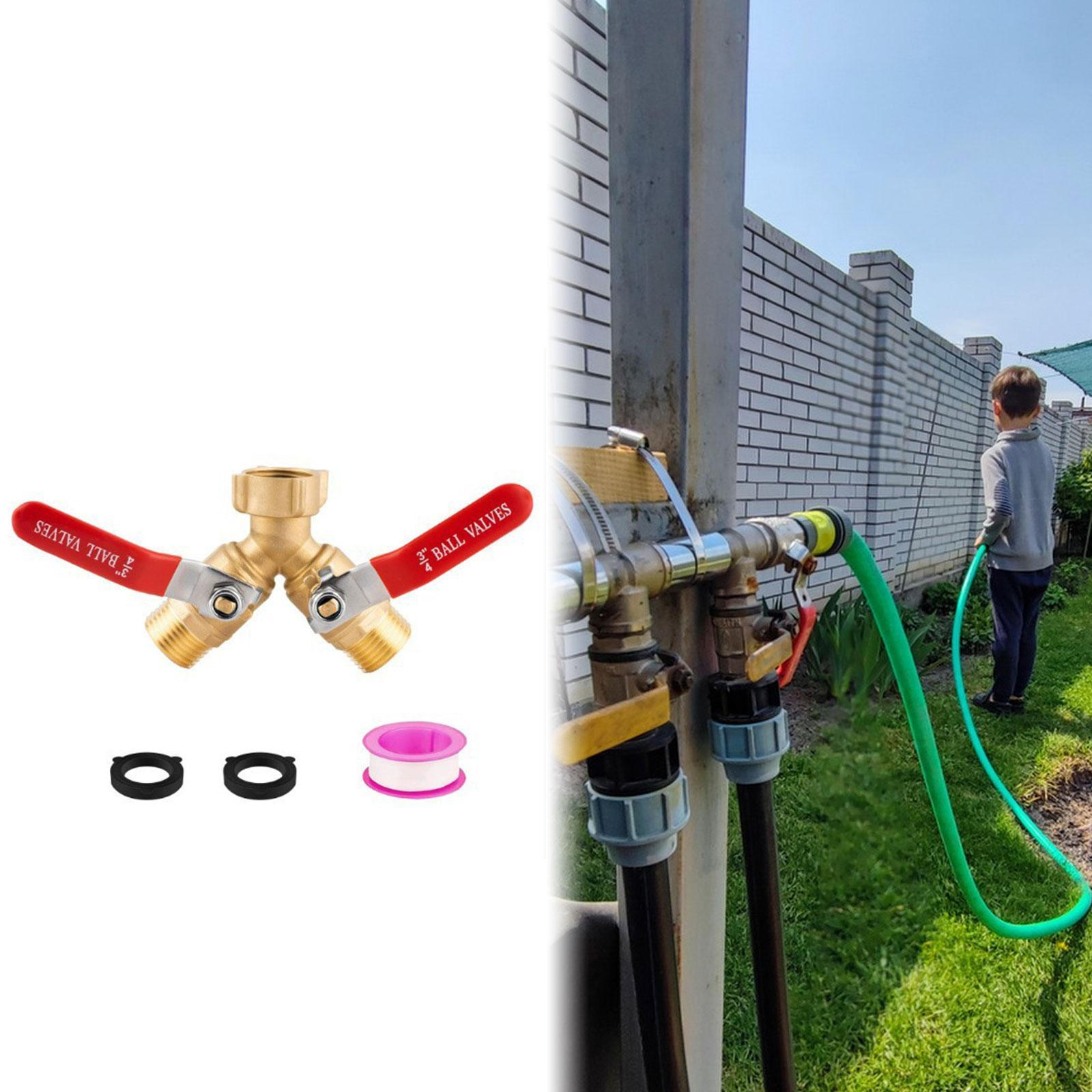 

2 Way Garden Hose Splitter 3/4 Brass Tap Connector 3/4 inch Ght Thread and Washers Connect UK