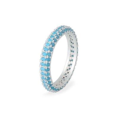 RAINDROP JEWELRY Türkisfarbener Ring mit runder Pavé-Fassung in Tropfenform [S925]