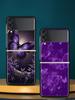 Art Purple Butterfly Hard PC Phone Case For Samsung Galaxy Z Flip 7 6 5 4 Black Cover For Galaxy Z Flip 3 Foldable Shell Fundas