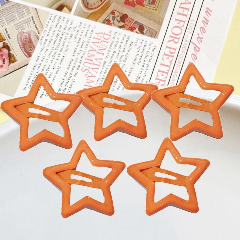 

5 шт./упак. Головной убор в виде конфеты со звездой для девочек, однотонные аксессуары для волос со звездой, милые заколки для волос, продвинутый головной убор принцессы, заколка для волос оранжевый