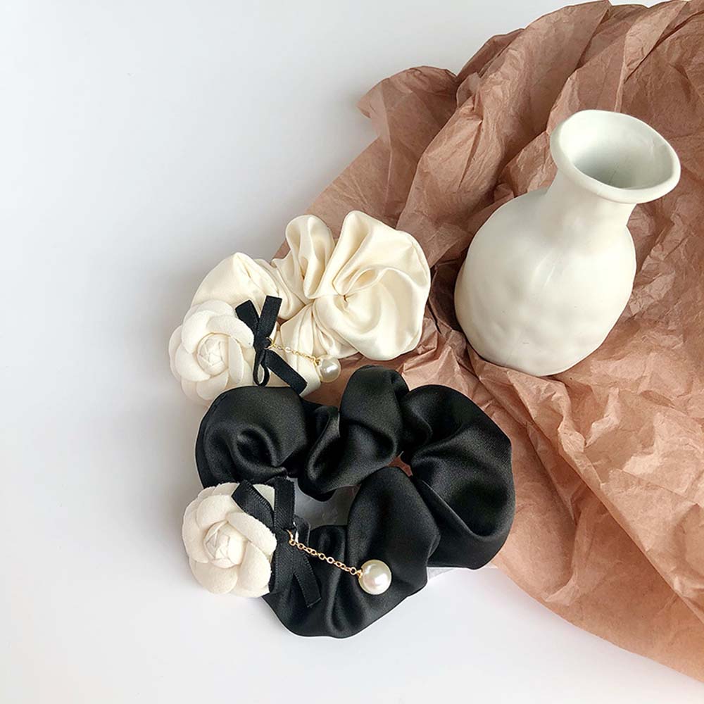 Fashion Girls Women Pearl Headwear Hair Circle Hair Bands Camellia Scrunchies Elastic Hair Rope