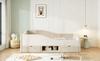 Upholstered Bed Children's Bed 90*190, Multifunctional Bed With Two Drawers and Fences, Skin-friendly Velvet Fabric, Without Mattress Beige
