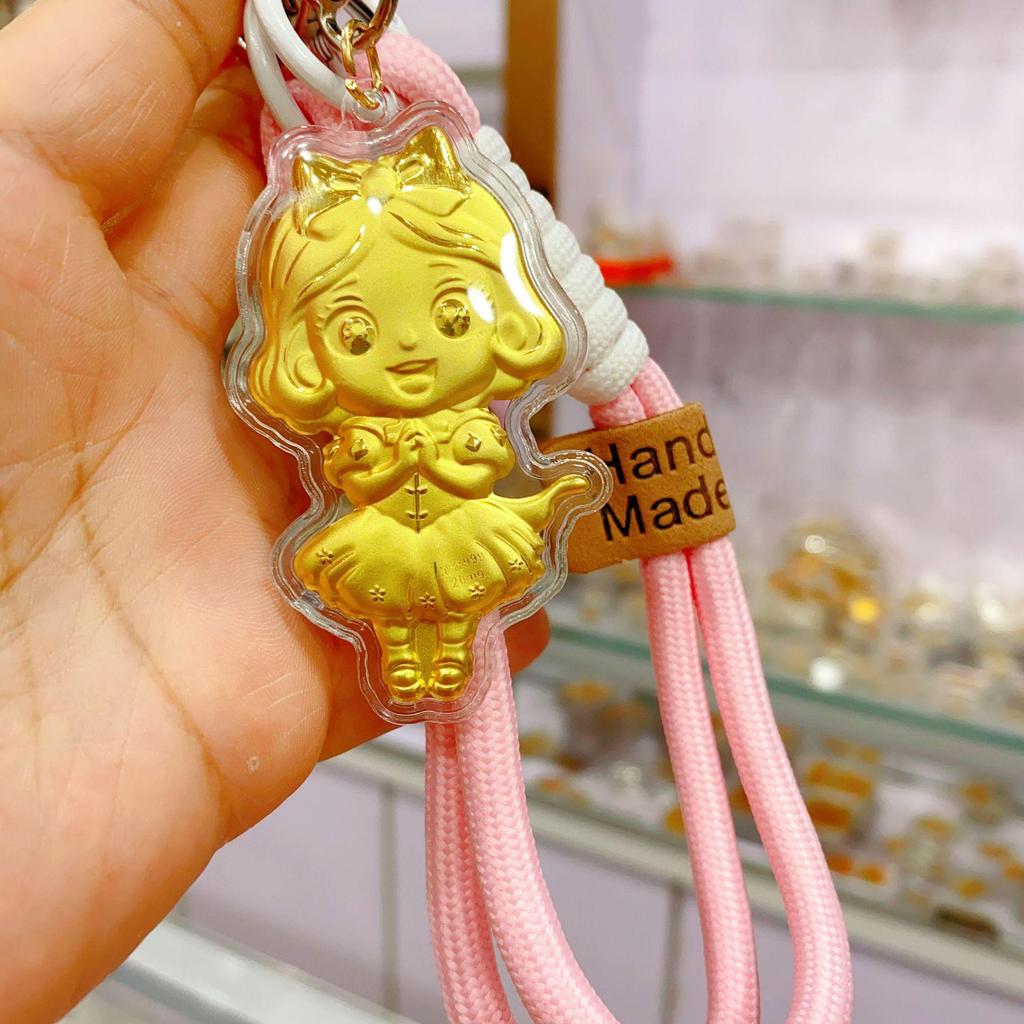 Doraemon Gold Pendant Keychain with 999 Pure Gold Charm