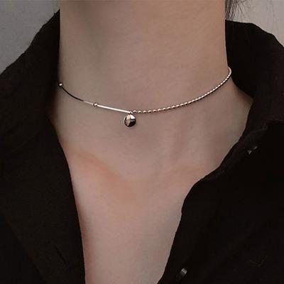 925 Sterling Silver Choker Collar Short Necklaces Round Choker Clavicle Chain Lucky Necklace Women Fine Jewelry Accessories