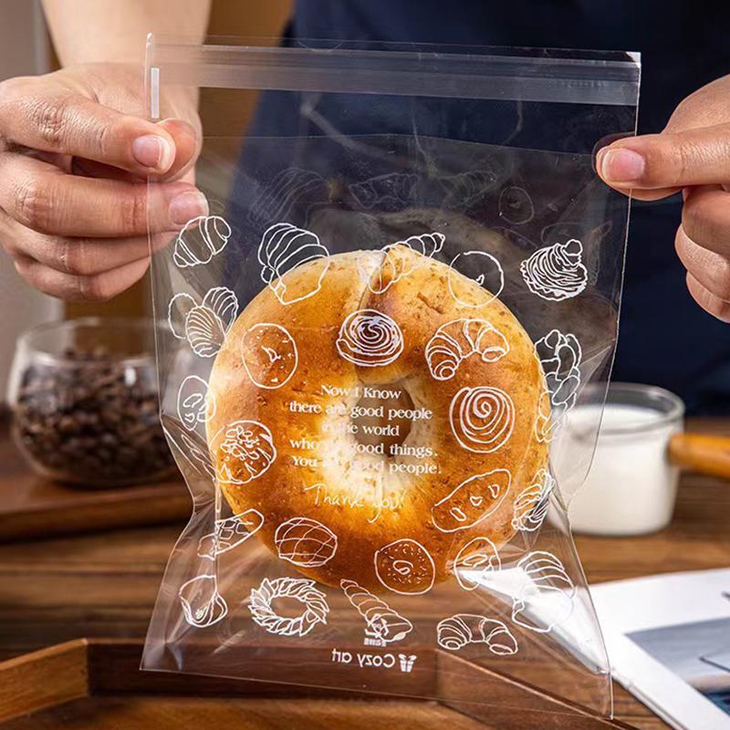 Bread Bag Transparent Food Toast Snack Cookies Disposable Doggy Bag Ziplock Bag
