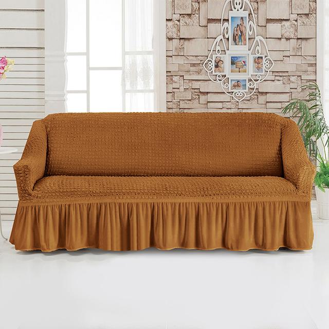 Universal Sofa Furniture Slipcover With Skirt Fitted Couch Cover For 1 /2 /3 /4 Seaters ,Washable Top Elastic Durable Seersucker Material