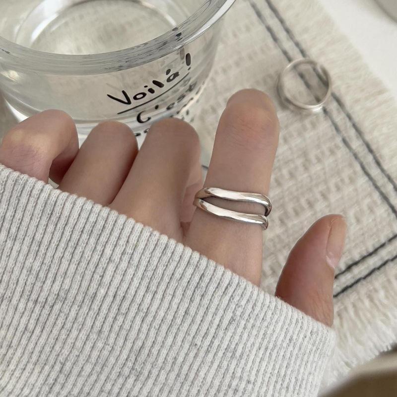 Women s Adjustable Double Layer Irregular Wave Ring Adjustable Open Ring