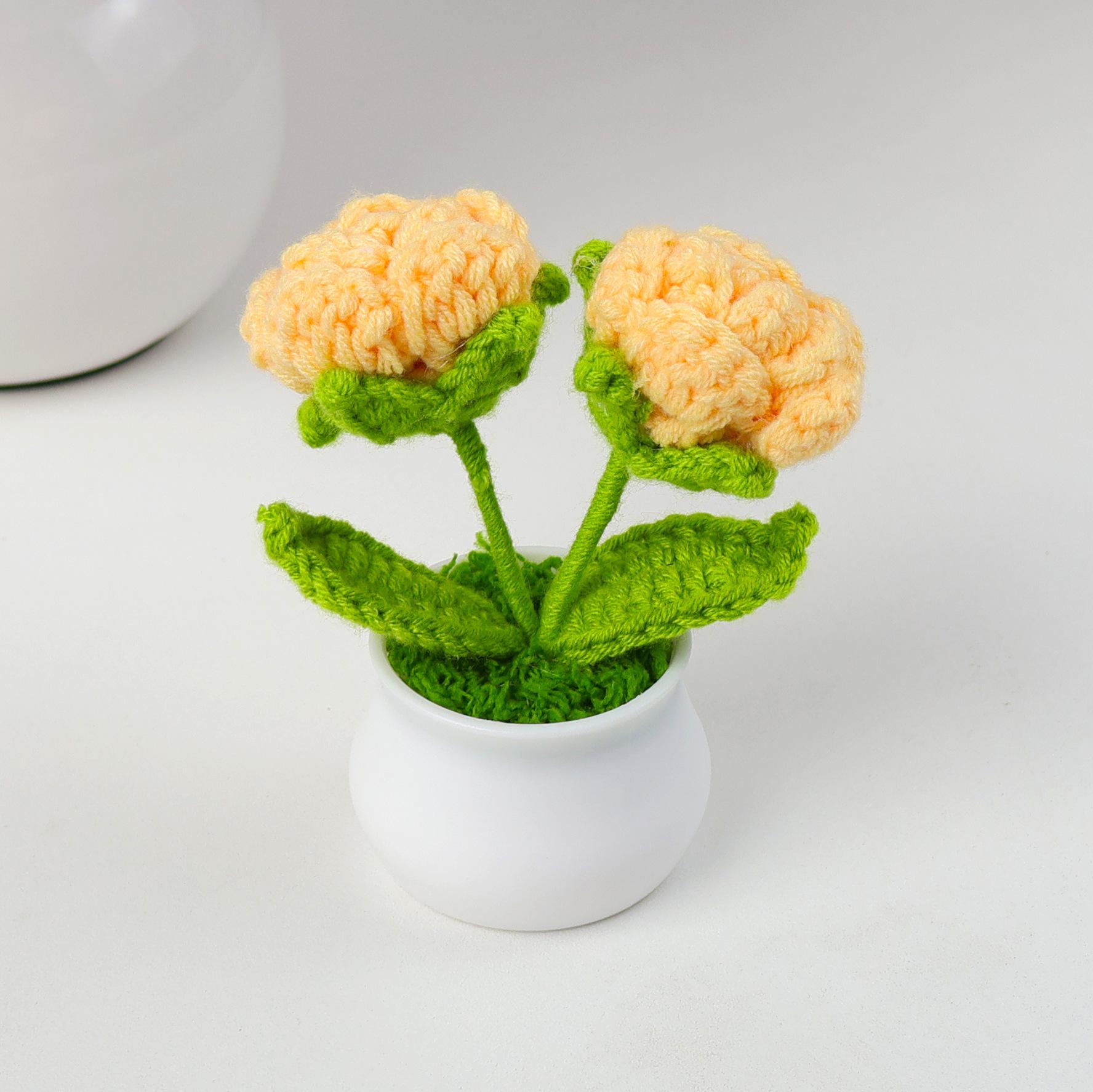 

Crochet Rose Flower Potted Cute Kintted Flower Creative Fake Flowers Graduation Wedding Car Table Bookshelf Home Decor
