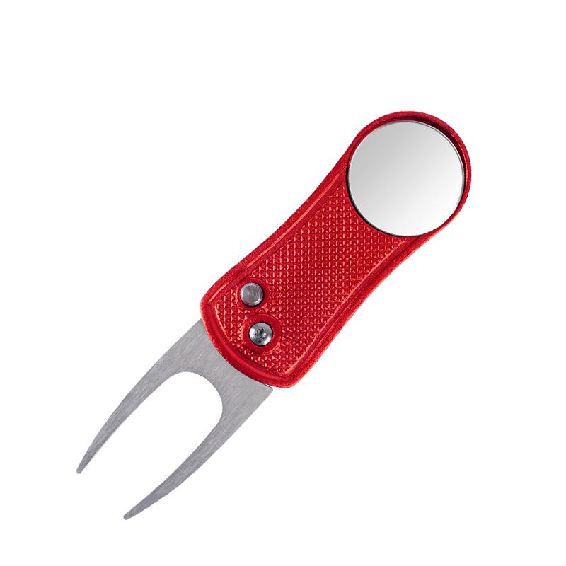 In-Stock Aluminum Alloy Folding Golf Lawn Repair Tool & Fruit Fork красный