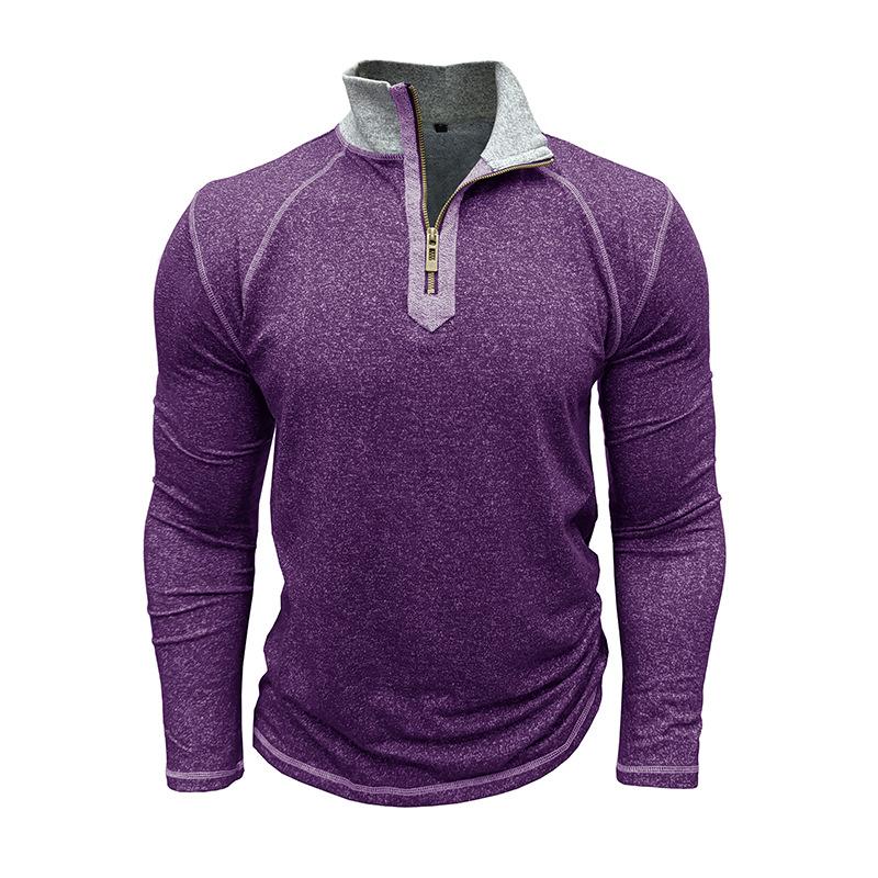 Men Slim Fit Long Sleeve Henley Zip Up Pullover Casual Daily Sweatshirt