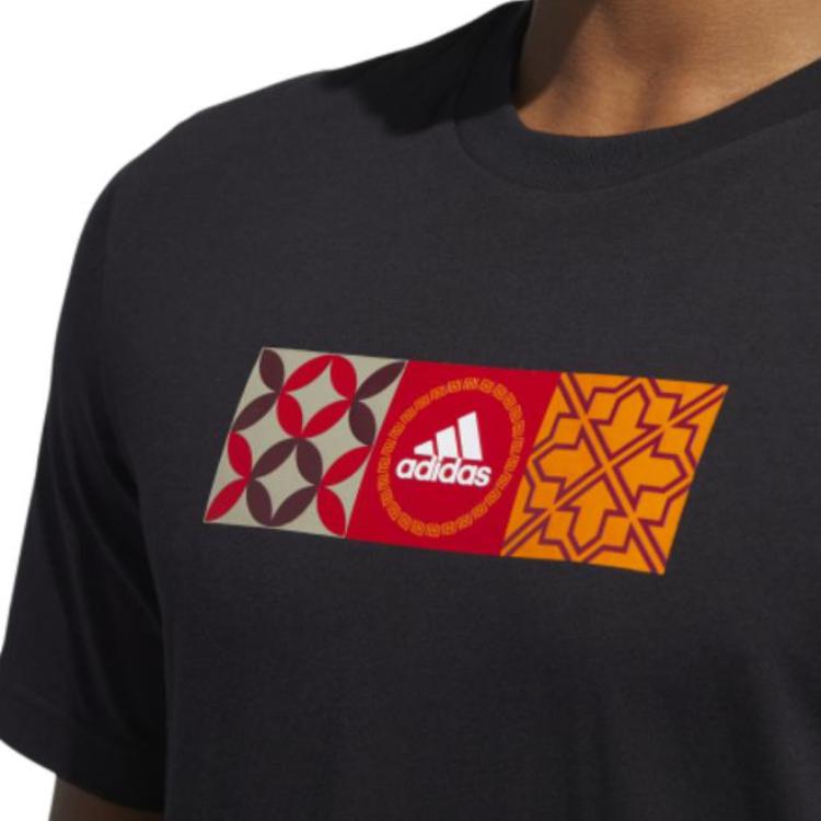 adidas Cny Gfx Tee Year Of The Tiger Limited Edition Graphic Print Round Neck Sports Short Sleeve Men Tops Black HI3290