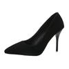 22 new student high heels etiquette bar mitzvah black suede pointed professional single shoes