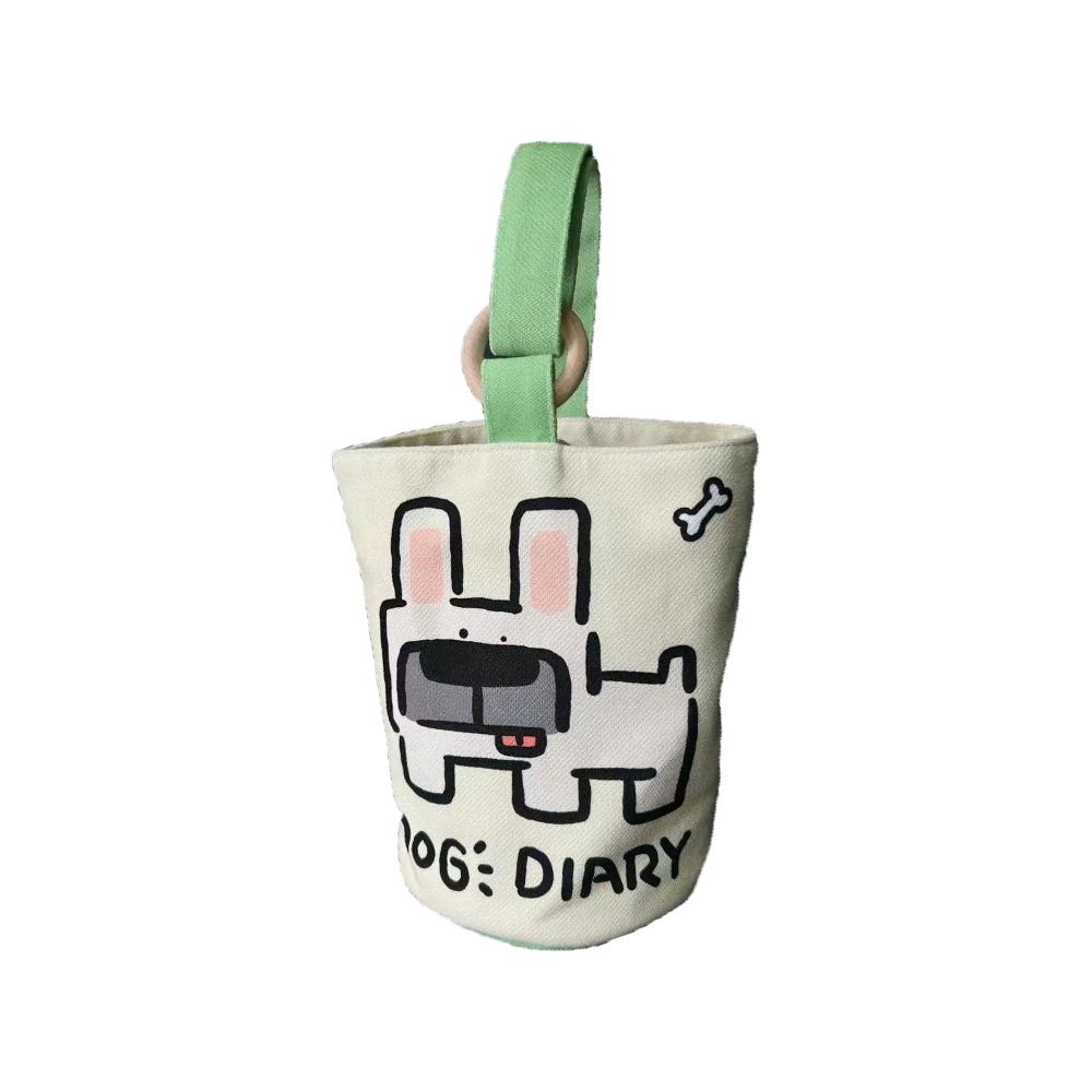 Letter Cartoon Handbag Husky Bucket Shape Bag Elegant Canvas Dog Tote Bag Outdoor