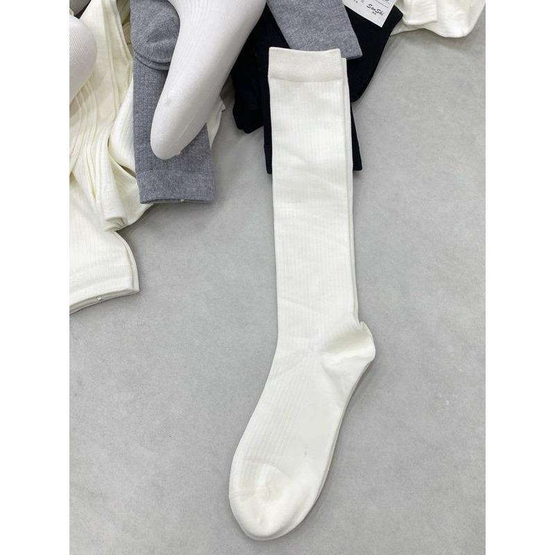 Ladies Spring and Autumn Assorted Vertical Stripe Solid Color Pressure Tube Calf Socks