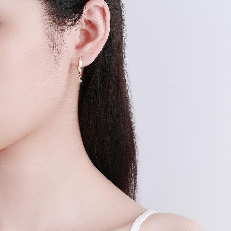 S925 Silver Small Square Huggie Earrings Minimalist Cool Niche Design Ear Cuffs Jewelry