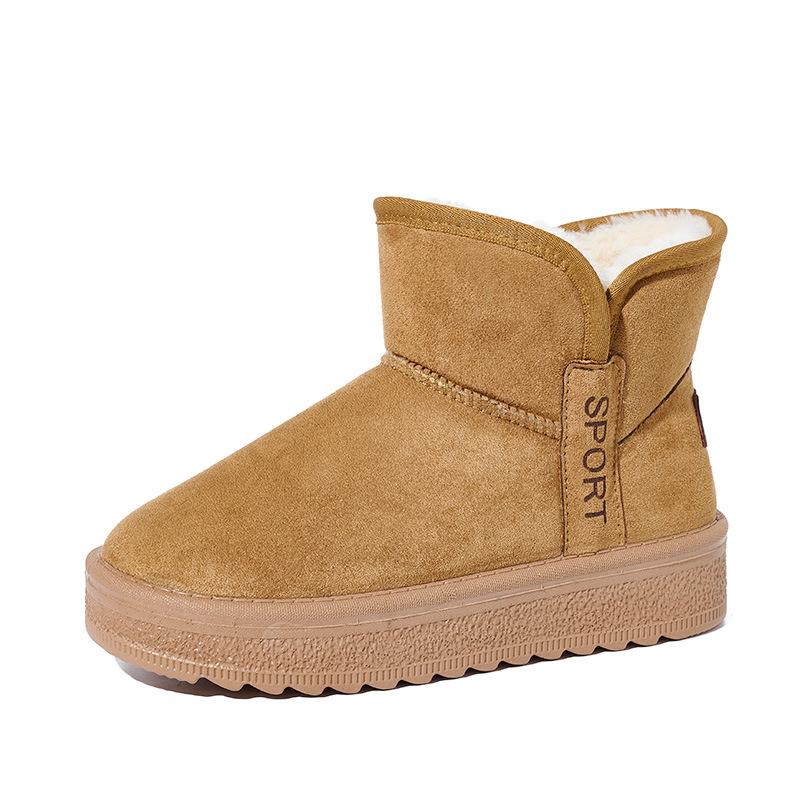 Women's large size soft sole fall and winter warm fur one snow boots padded lining non-slip hiking leisure sports cotton boots