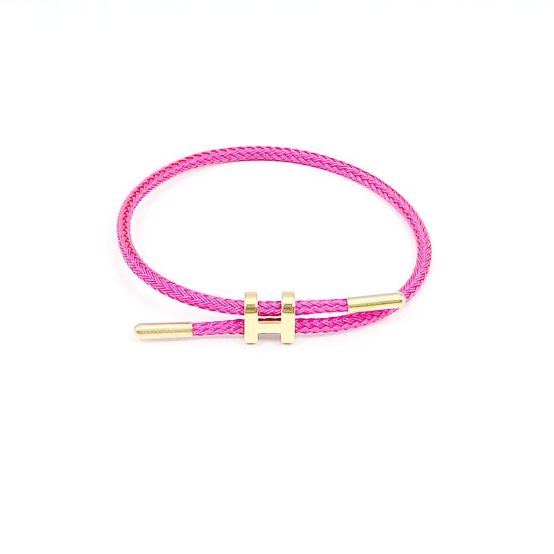 Titanová ocel 3D I-spona Vodotěsný náramek Náramek Nerezová ocel Zlatá barva Rok narození Pletené ocelové lanko Kožená šňůrka Červená šňůrka