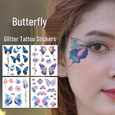 Glitter Gradient Butterfly Face & Eyeshadow Temporary Tattoo Stickers